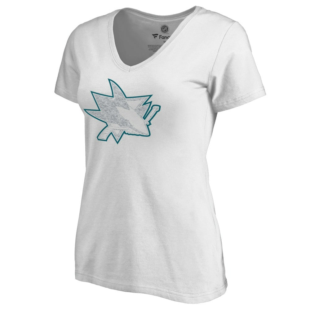 San Jose Sharks Women's Whiteout V-Neck T-Shirt - White T-shirts