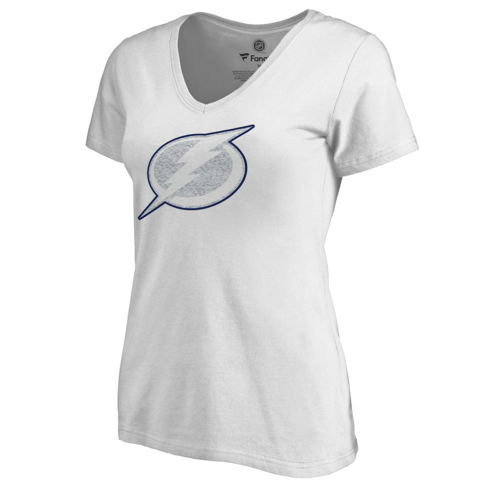 Tampa Bay Lightning Women's Whiteout V-Neck T-Shirt - White T-shirts