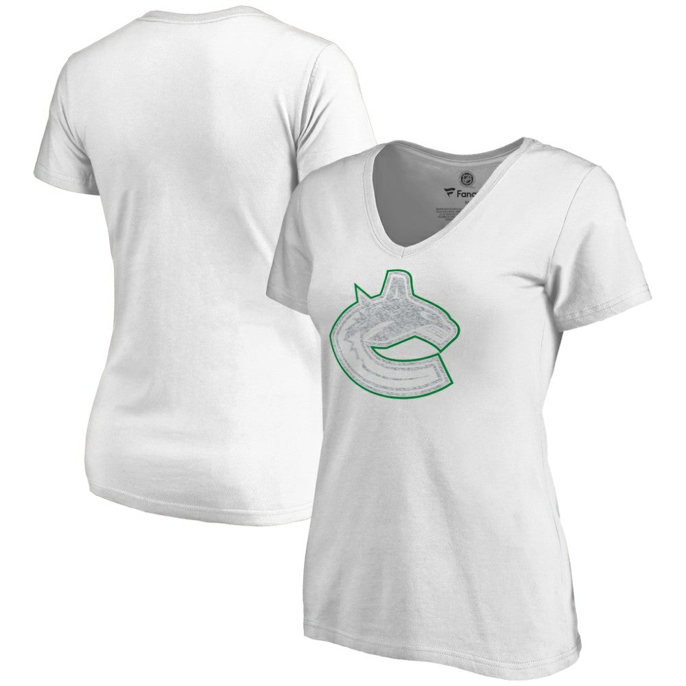 Vancouver Canucks Women's Whiteout V-Neck T-Shirt - White T-shirts