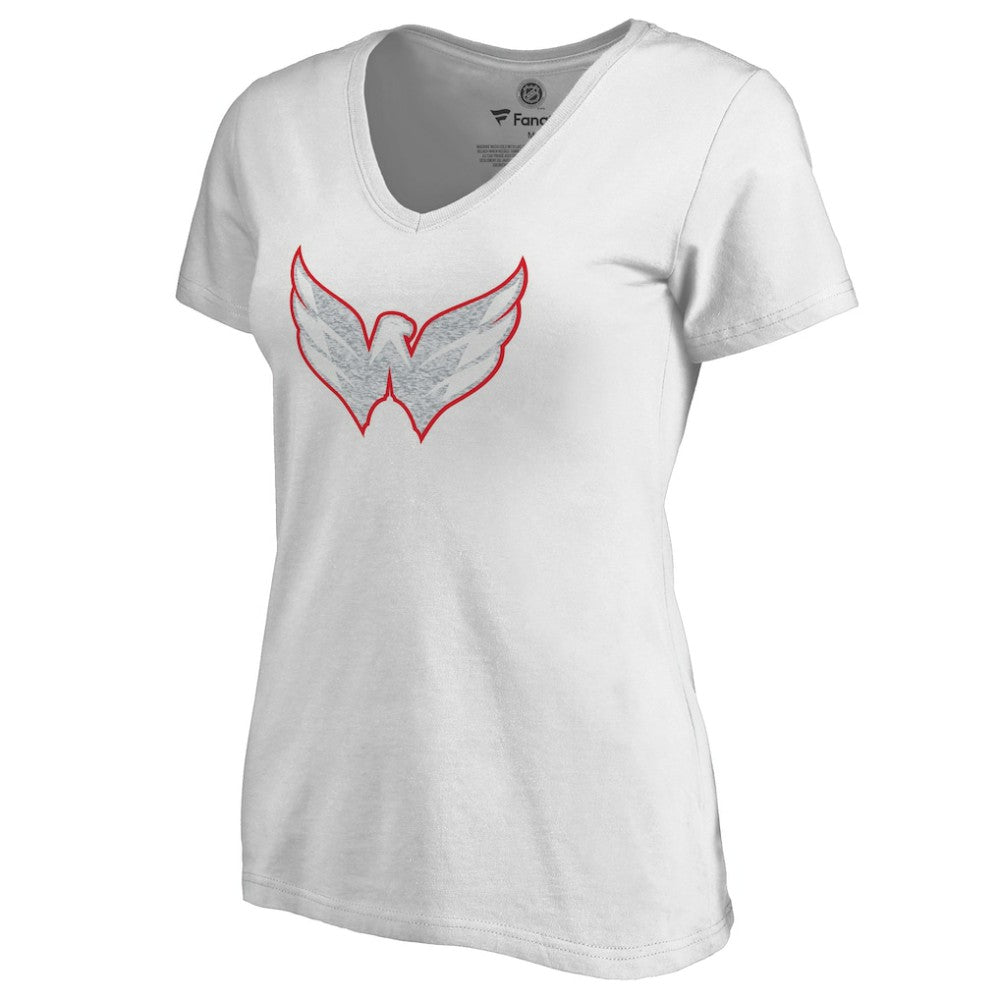 Washington Capitals Women's Whiteout V-Neck T-Shirt - White T-shirts