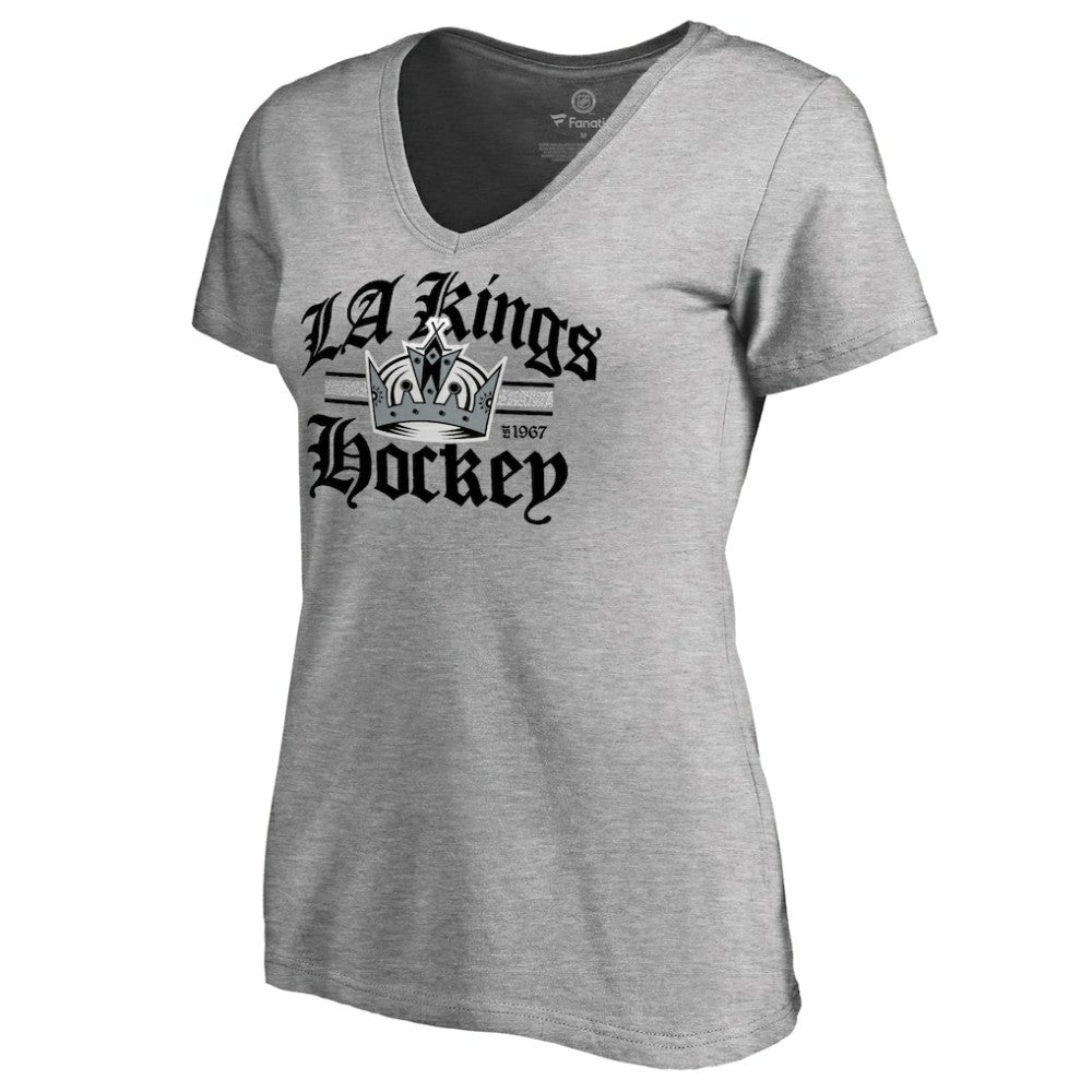 Los Angeles Kings Women's Hometown Collection The Crown V-Neck T-Shirt - ash T-shirts