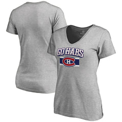 Montreal Canadiens Women's Hometown Collection Go Habs V-Neck T-Shirt - ash T-shirts