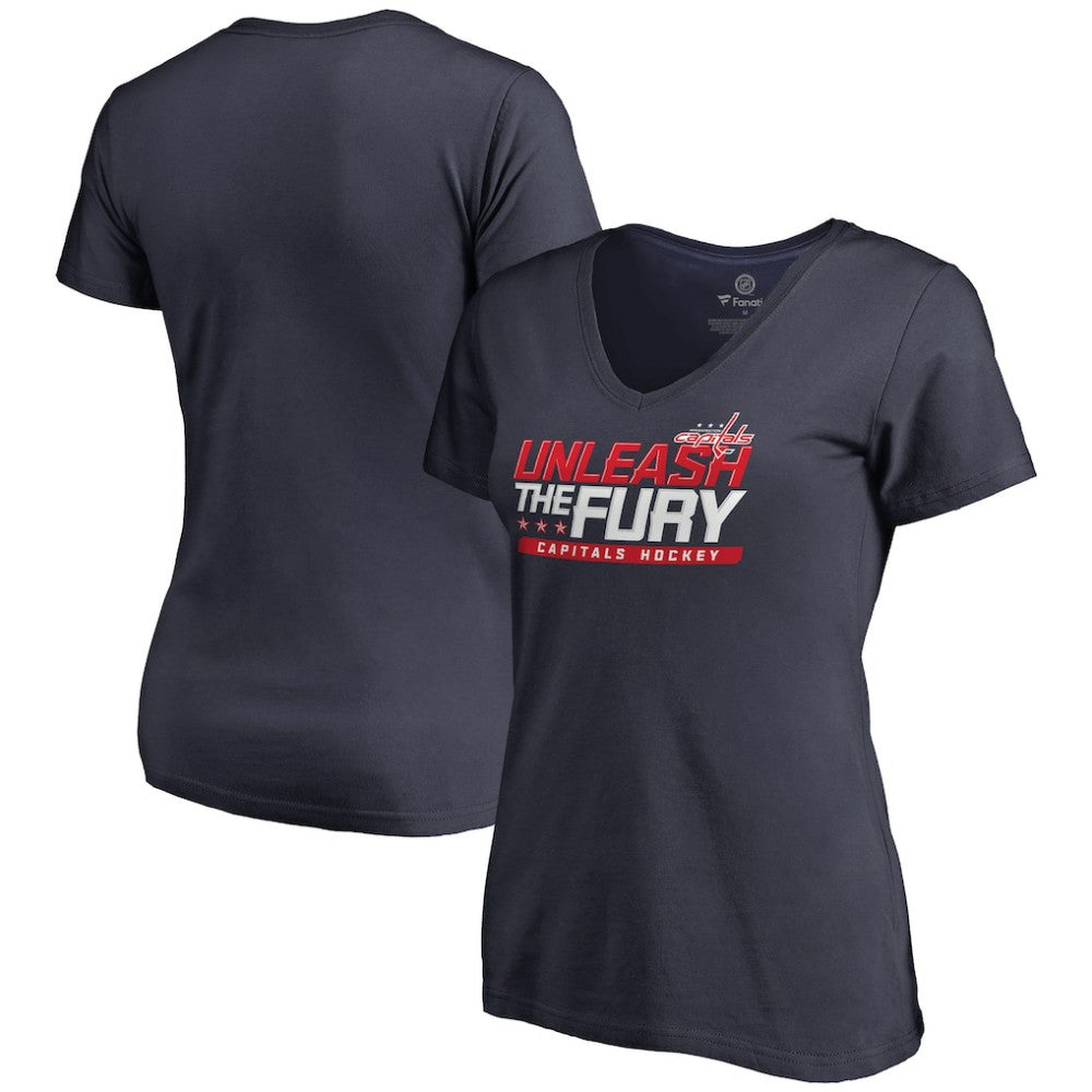 Washington Capitals Women's Hometown Collection The Fury V-Neck T-Shirt - Navy T-shirts