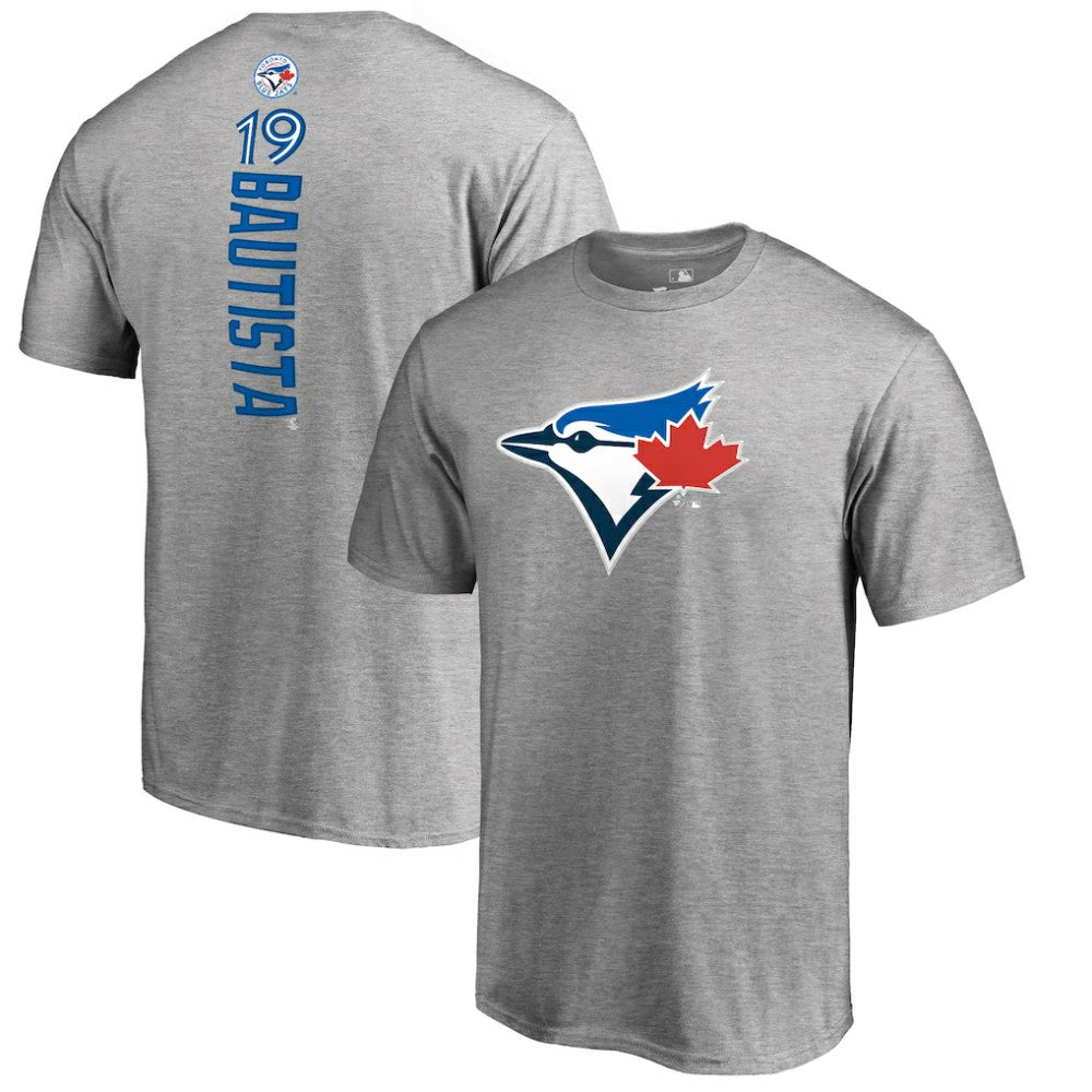 Jose Bautista Toronto Blue Jays Backer Name & Number T-Shirt Heather Gray