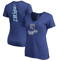 Salvador Perez Kansas City Royals Women's Backer V-Neck T-Shirt Royal