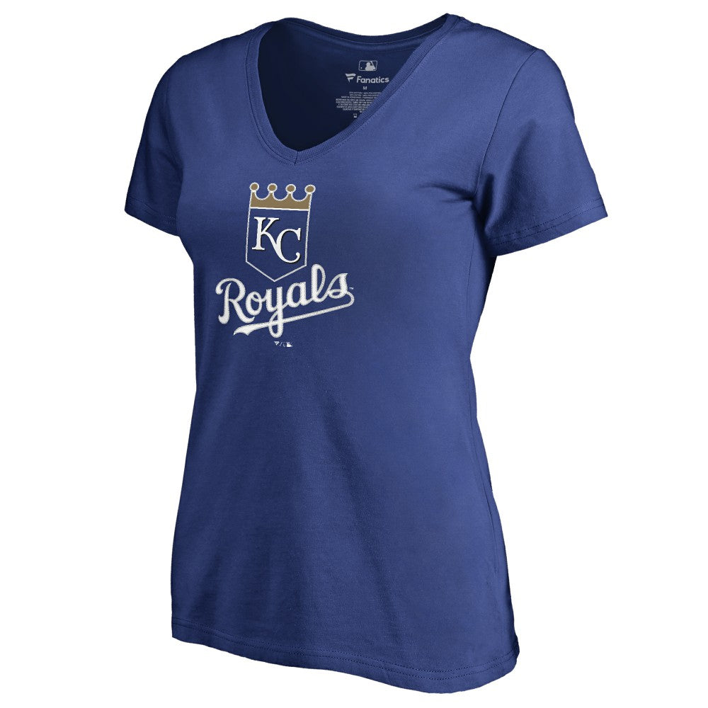 Salvador Perez Kansas City Royals Women's Backer V-Neck T-Shirt Royal
