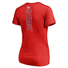 Mike Trout Los Angeles Angels Women's Backer V-Neck T-Shirt Red