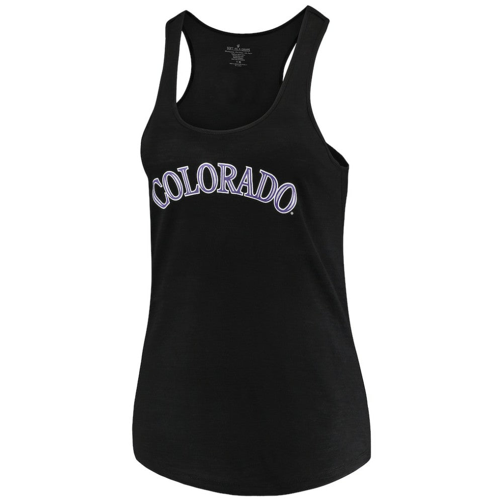 Colorado Rockies Soft as a Grape Women's Plus Size Swing for the Fences Racerback Tank Top Black