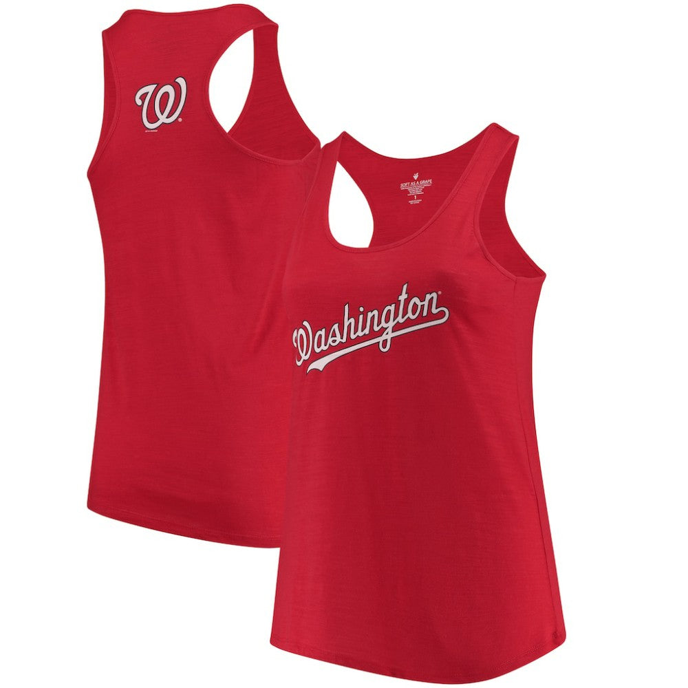 Washington Nationals Soft as a Grape Women's Plus Size Swing for the Fences Racerback Tank Top Red