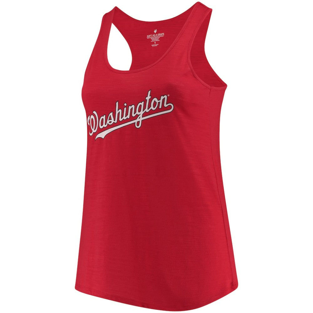 Washington Nationals Soft as a Grape Women's Plus Size Swing for the Fences Racerback Tank Top Red