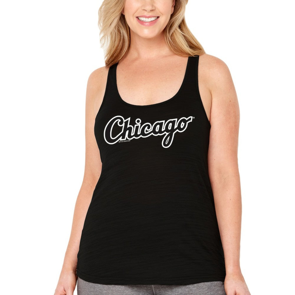 Chicago White Sox Soft as a Grape Women's Plus Size Swing for the Fences Racerback Tank Top Black
