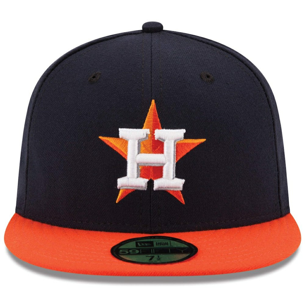 Houston Astros Road Authentic Collection On Field 59FIFTY Performance Fitted Hat Navy/Orange