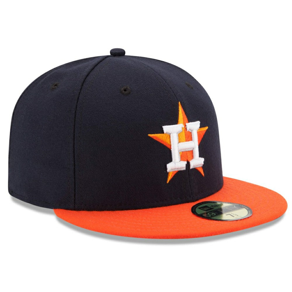 Houston Astros Road Authentic Collection On Field 59FIFTY Performance Fitted Hat Navy/Orange
