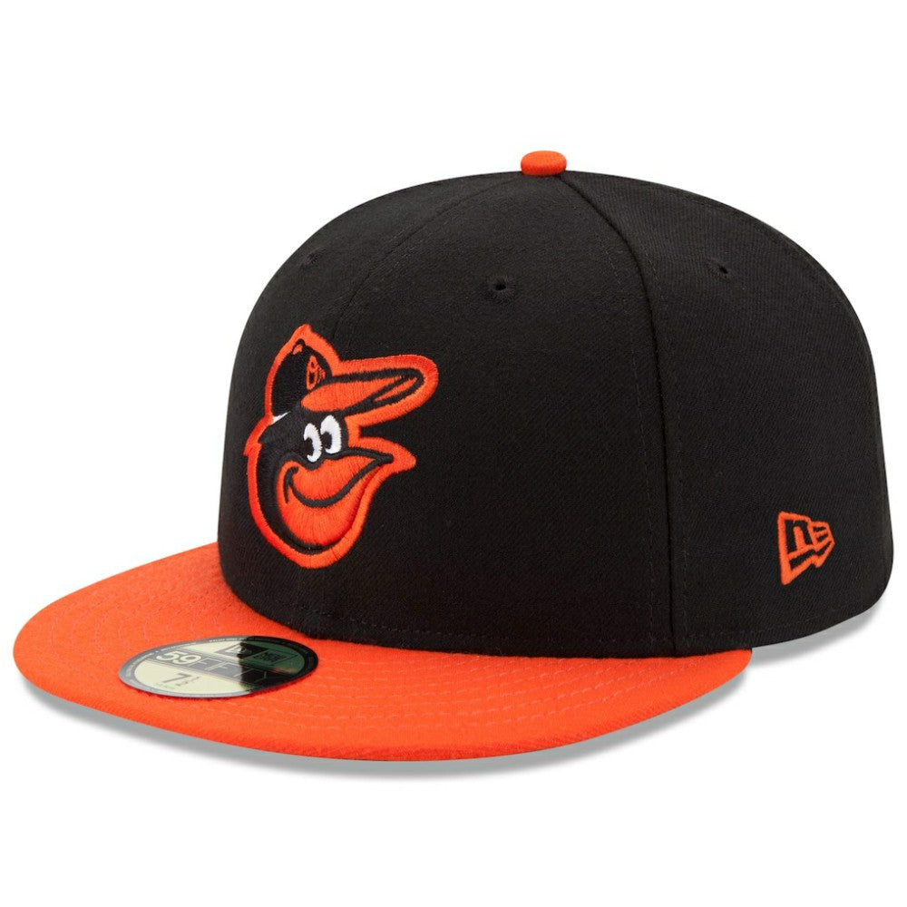 Baltimore Orioles Road Authentic Collection On-Field 59FIFTY Fitted Hat Black/Orange