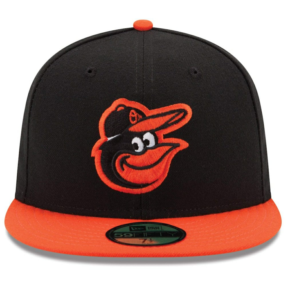 Baltimore Orioles Road Authentic Collection On-Field 59FIFTY Fitted Hat Black/Orange