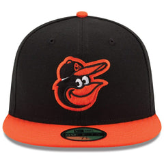 Baltimore Orioles Road Authentic Collection On-Field 59FIFTY Fitted Hat Black/Orange