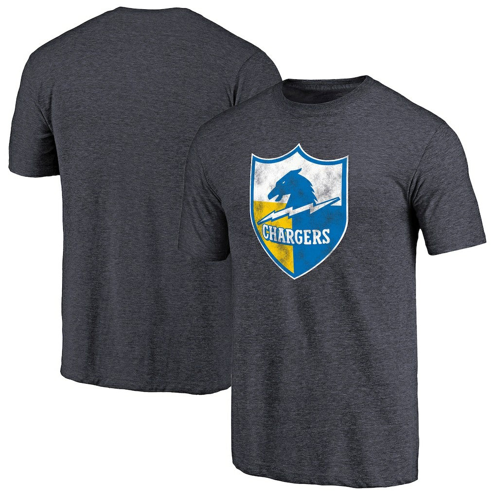 Los Angeles Chargers Throwback Logo Tri-Blend T-Shirt - Navy on sale