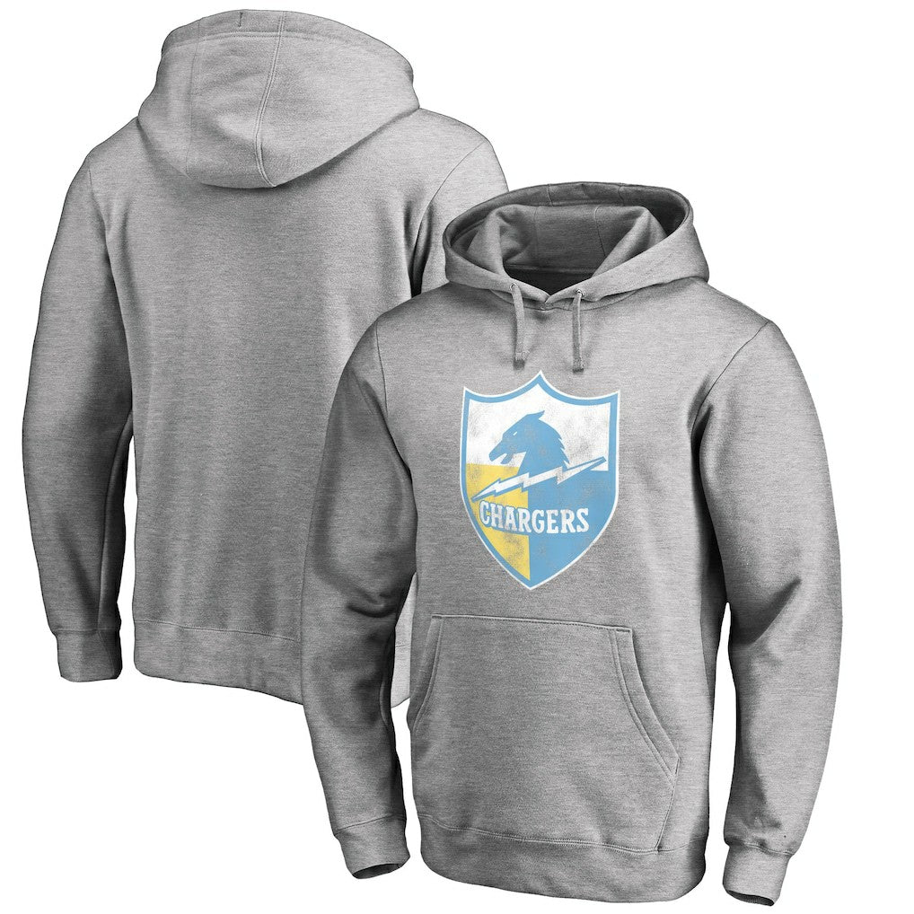 Los Angeles Chargers Throwback Logo Pullover Hoodie - Heather Gray cheap