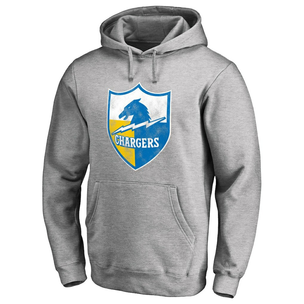 Los Angeles Chargers Throwback Logo Pullover Hoodie - Heather Gray cheap