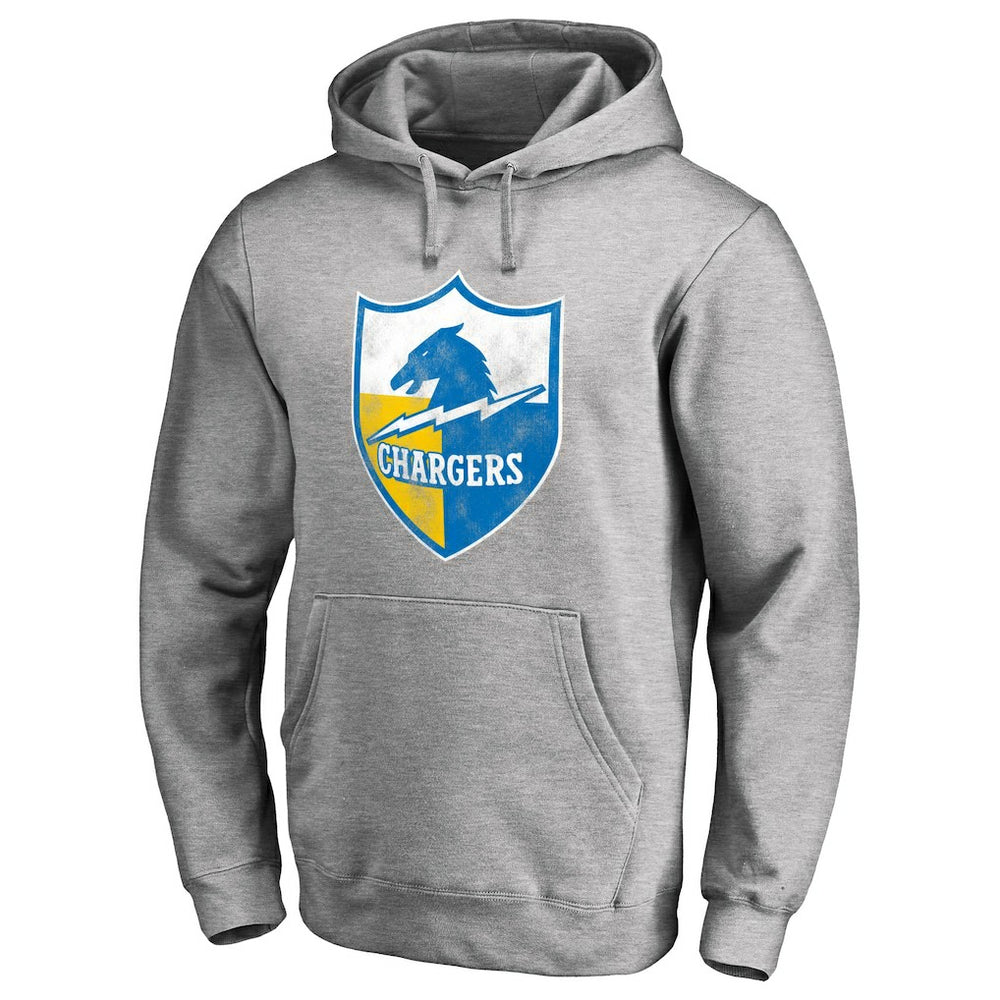 Los Angeles Chargers Throwback Logo Pullover Hoodie - Heather Gray cheap