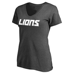Detroit Lions Women's Team Lockup V-Neck T-Shirt - Heather Gray cheap