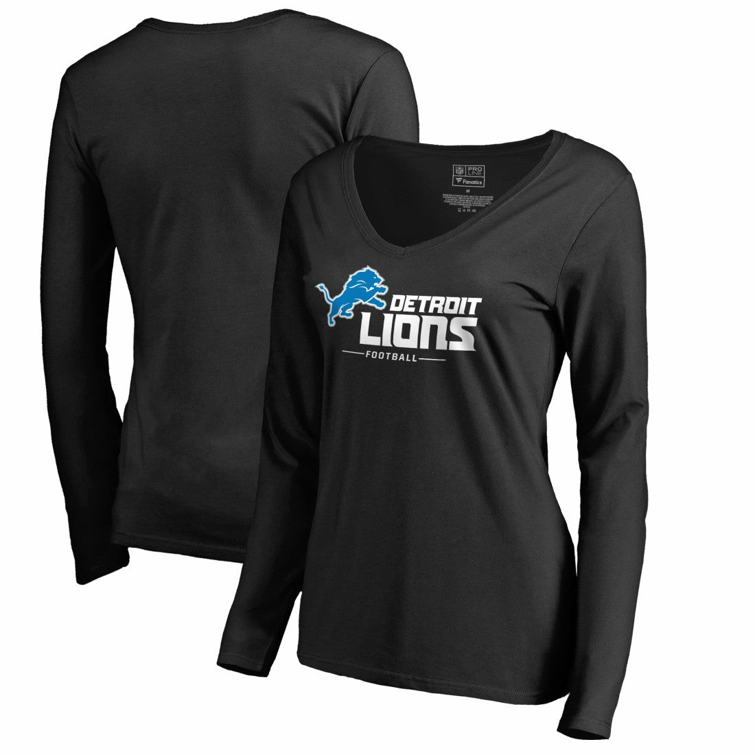 Detroit Lions Women's Team Lockup V-Neck Long Sleeve T-Shirt - Black for sale