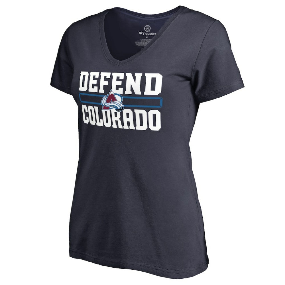 Colorado Avalanche Women's Hometown Collection Defend V-Neck T-Shirt - Navy T-shirts