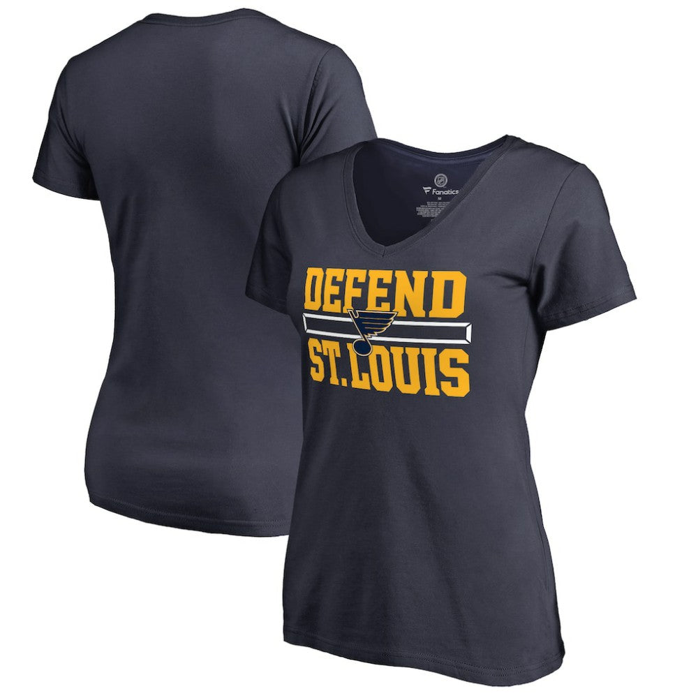 St. Louis Blues Women's Hometown Collection Defend V-Neck T-Shirt - Navy T-shirts