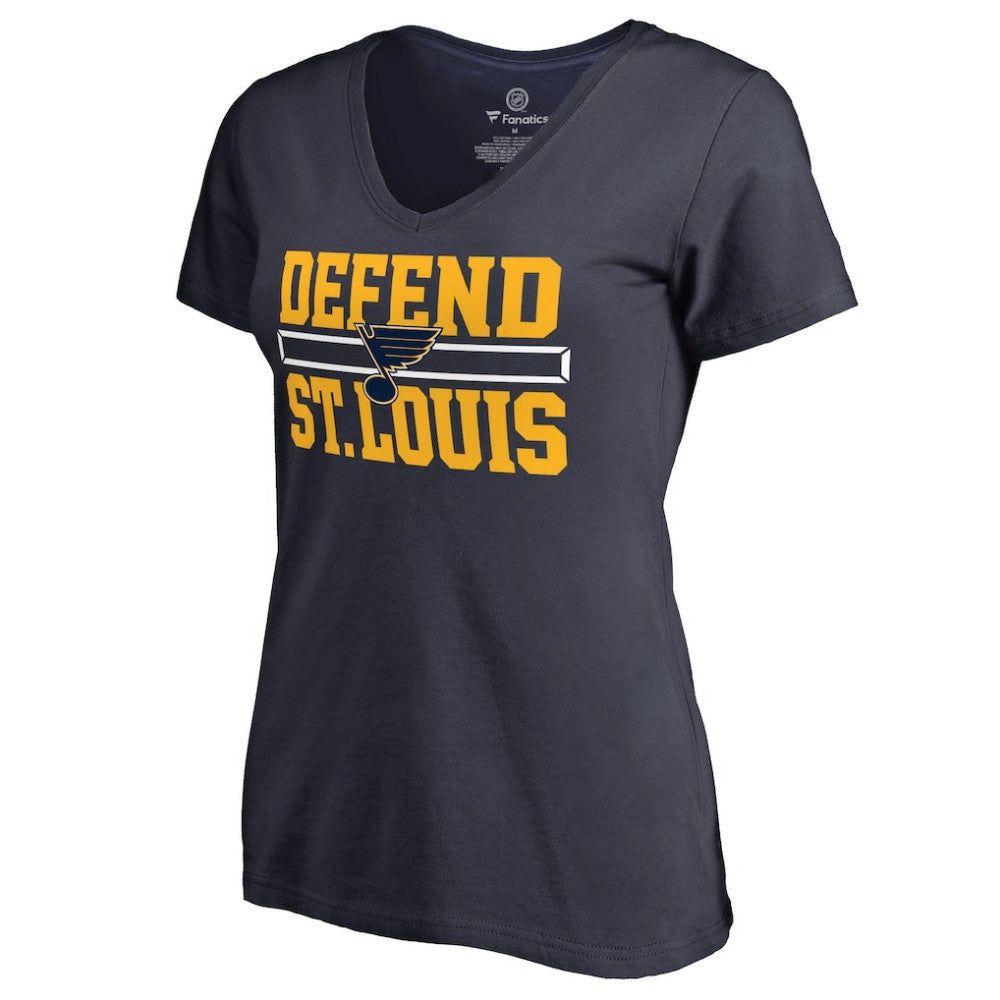 St. Louis Blues Women's Hometown Collection Defend V-Neck T-Shirt - Navy T-shirts