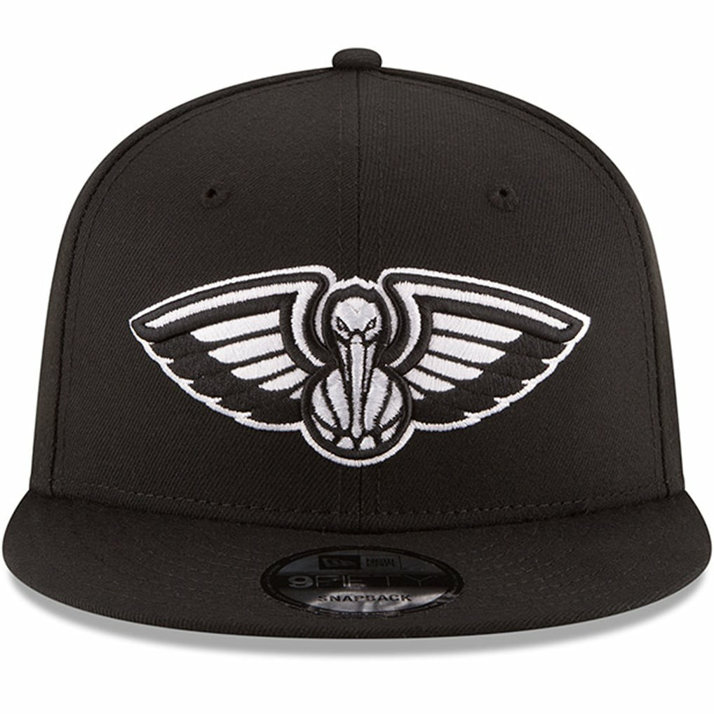 New Orleans Pelicans Black & White Logo 9FIFTY Adjustable Snapback Hat - Black for sale