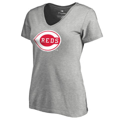 Cincinnati Reds Women's Core Wahconah V-Neck T-Shirt Heather Gray