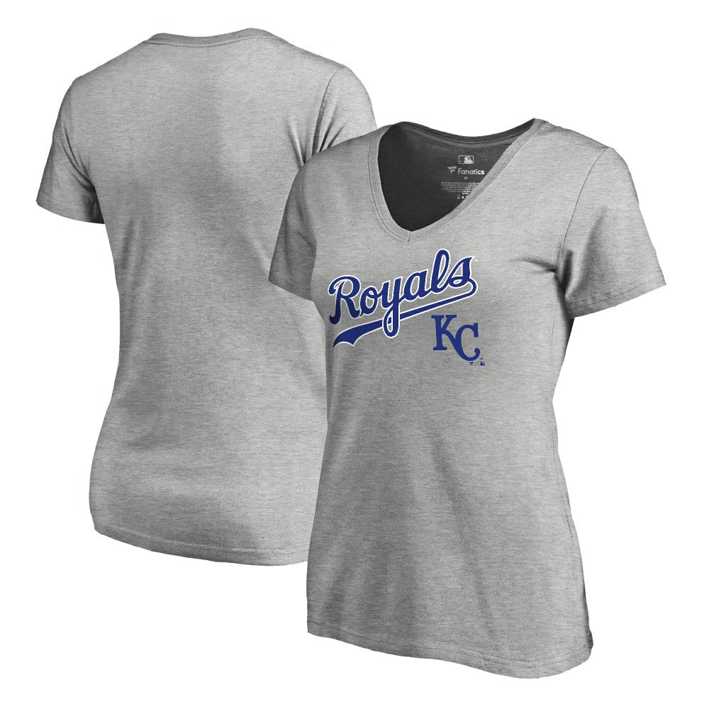 Kansas City Royals Women's Core Wahconah V-Neck T-Shirt Heather Gray