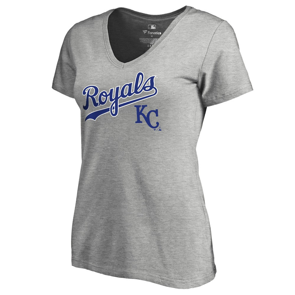 Kansas City Royals Women's Core Wahconah V-Neck T-Shirt Heather Gray