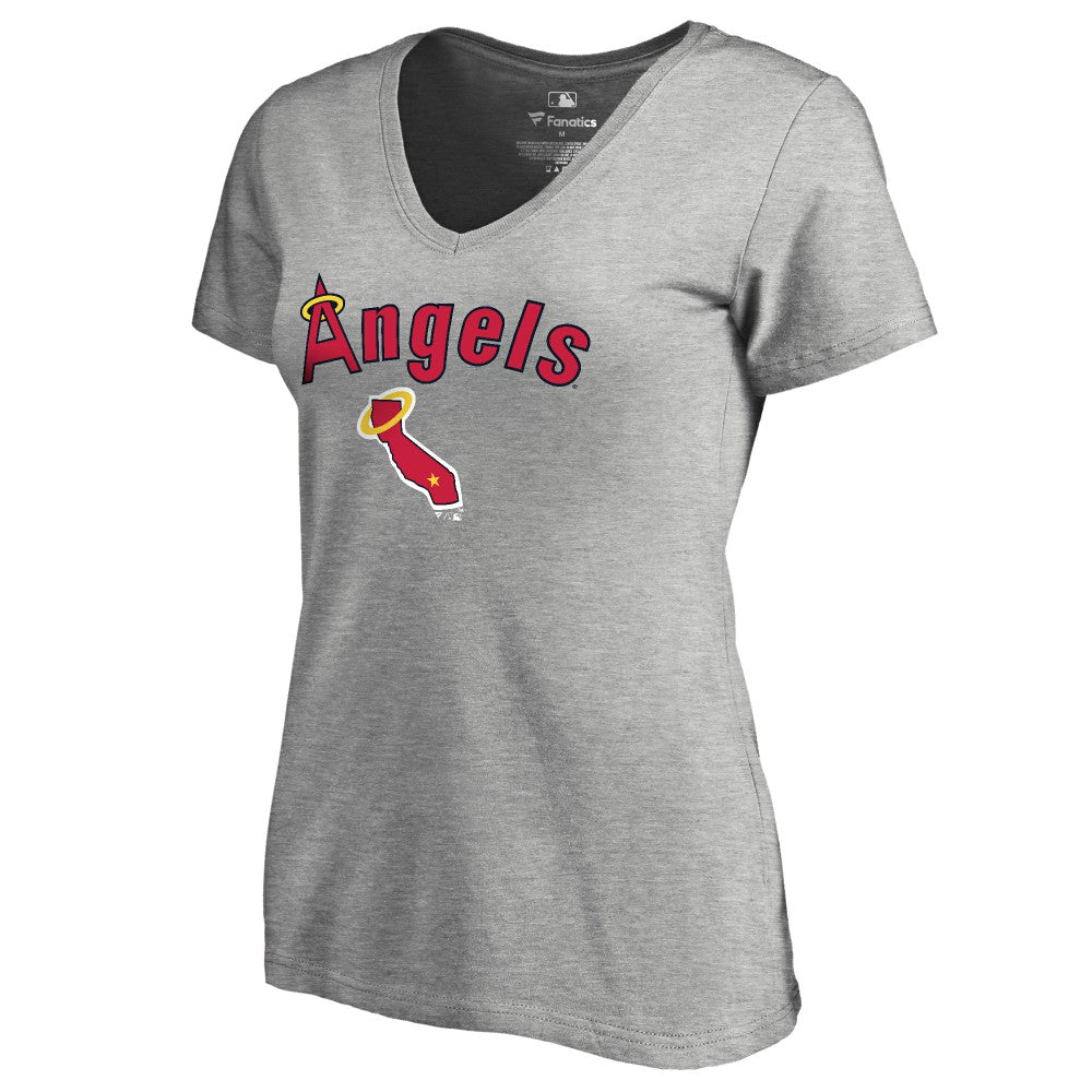 Los Angeles Angels Women's Core Wahconah V-Neck T-Shirt Heather Gray
