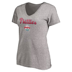 Philadelphia Phillies Women's Core Wahconah V-Neck T-Shirt Heather Gray