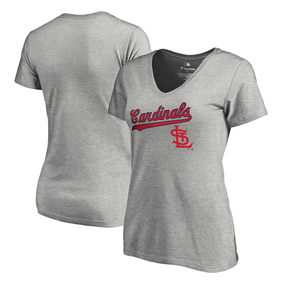 St. Louis Cardinals Women's Core Wahconah V-Neck T-Shirt Heather Gray
