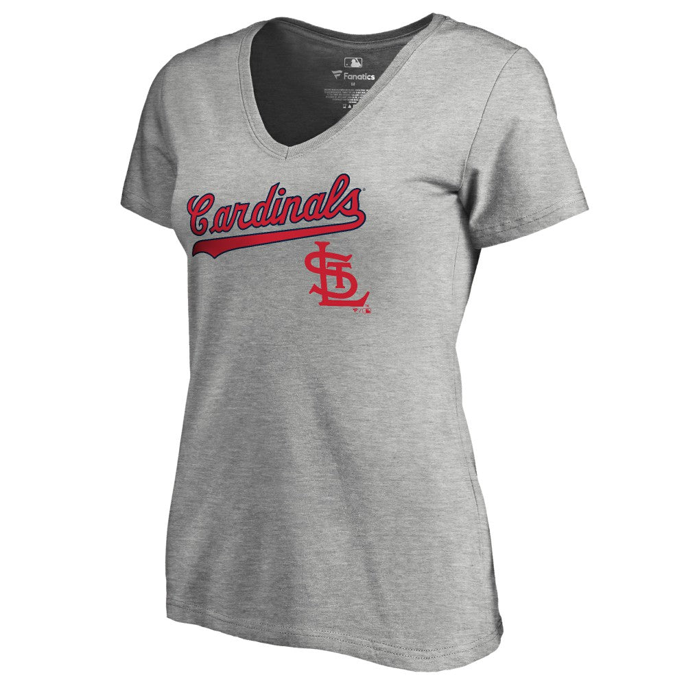 St. Louis Cardinals Women's Core Wahconah V-Neck T-Shirt Heather Gray