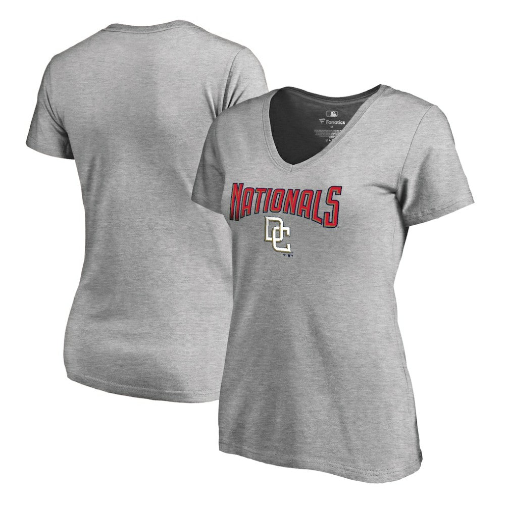 Washington Nationals Women's Core Wahconah V-Neck T-Shirt Heather Gray