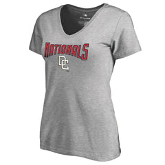 Washington Nationals Women's Core Wahconah V-Neck T-Shirt Heather Gray
