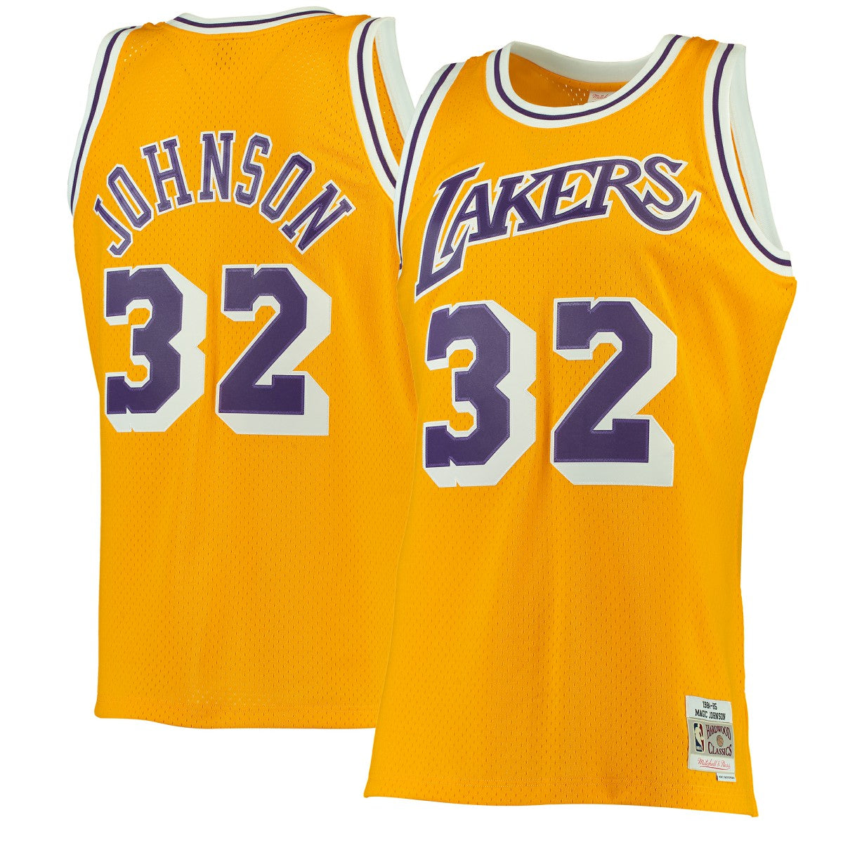 Magic Johnson Los Angeles Lakers 1984/85 Hardwood Classics Swingman Jersey - Gold for sale