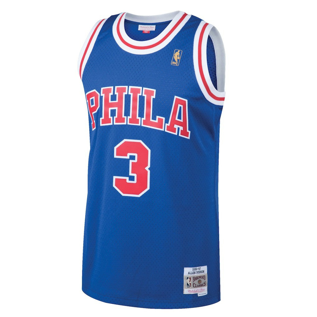 Allen Iverson Philadelphia 76ers 1996/97 Hardwood Classics Swingman Jersey - Royal cheap