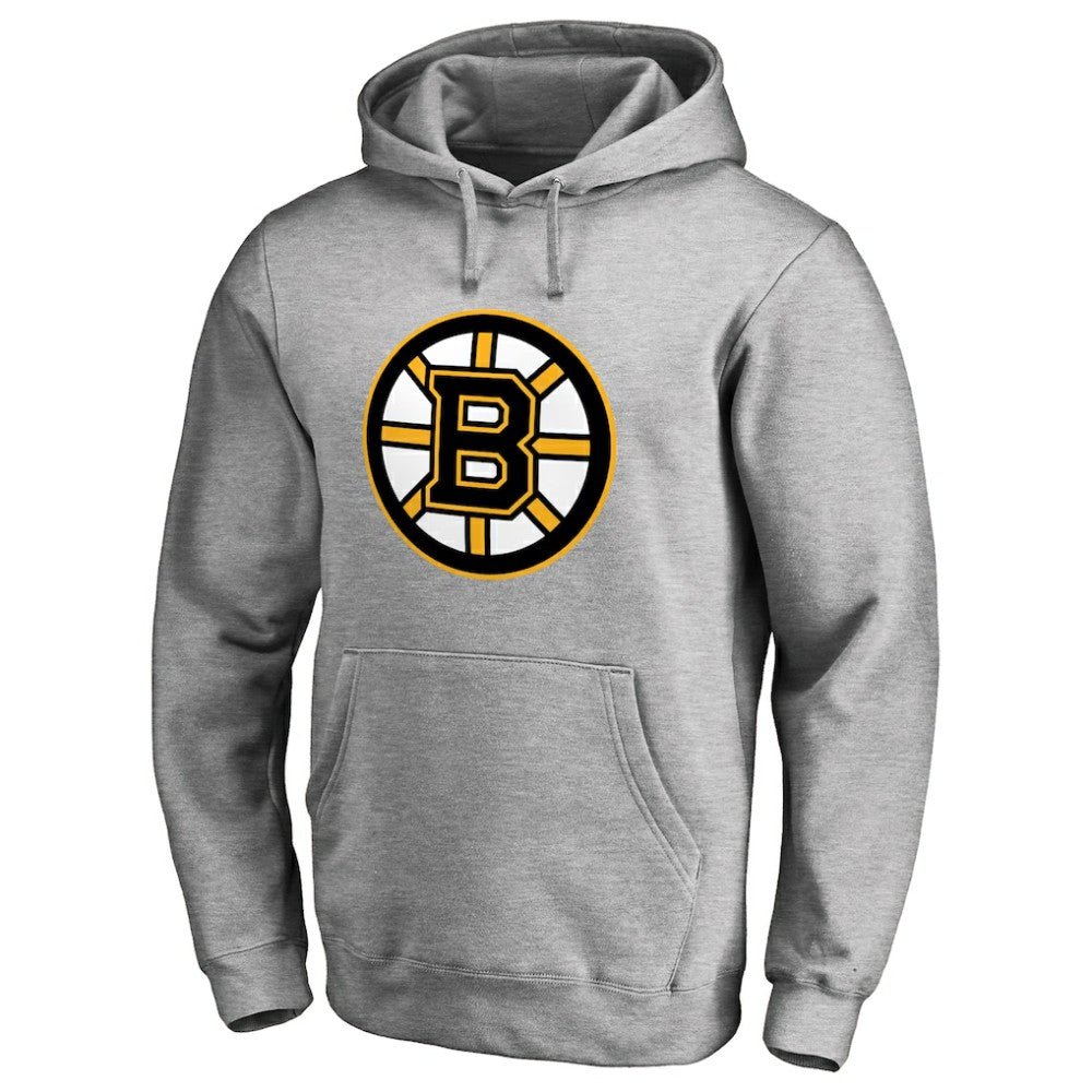 Boston Bruins Primary Logo Pullover Hoodie II - Heather Gray Hoodies