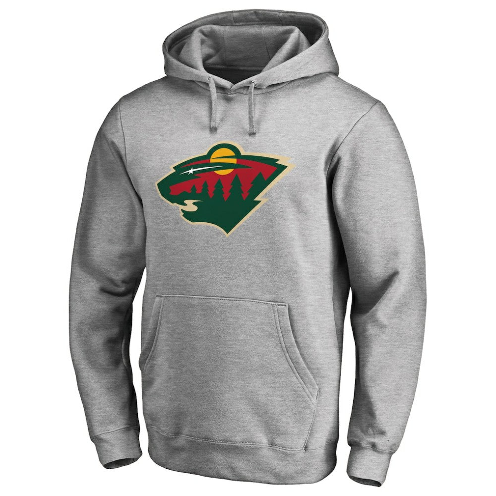 Minnesota Wild Primary Team Logo Fleece Fitted Pullover Hoodie - Heather Gray Hoodies