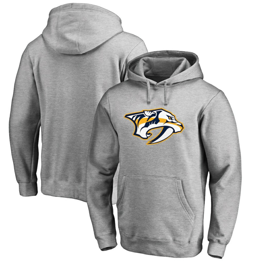 Nashville Predators Primary Team Logo Fleece Fitted Pullover Hoodie - Heather Gray Hoodies