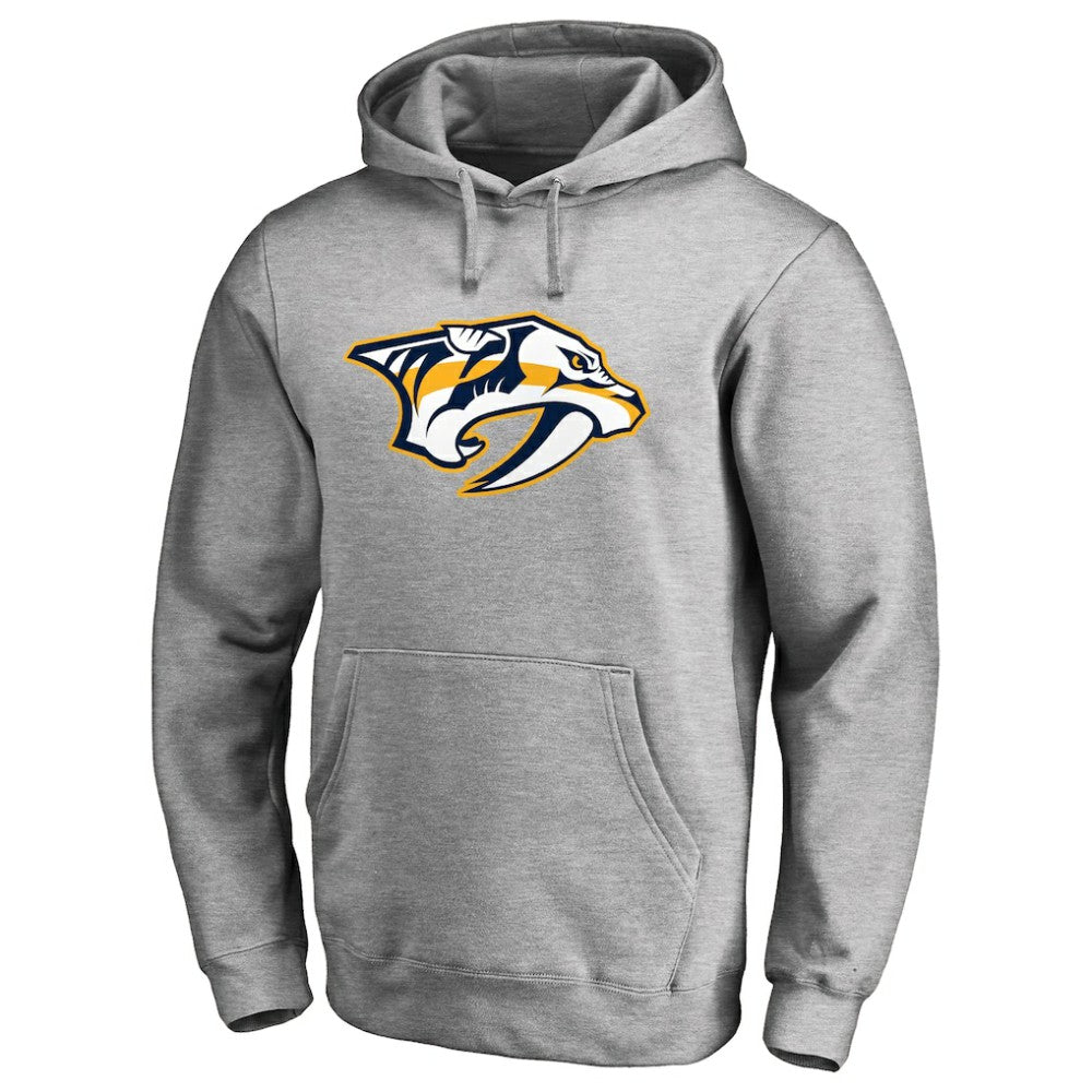 Nashville Predators Primary Team Logo Fleece Fitted Pullover Hoodie - Heather Gray Hoodies