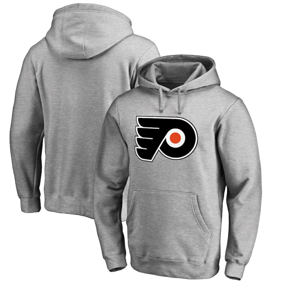 Philadelphia Flyers Primary Team Logo Fleece Fitted Pullover Hoodie - Heather Gray Hoodies