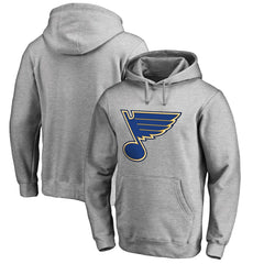St. Louis Blues Primary Logo Pullover Hoodie II - Heather Gray Hoodies