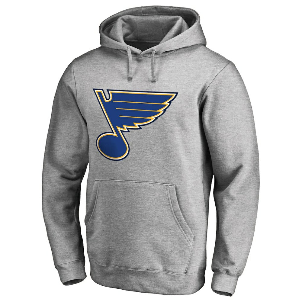 St. Louis Blues Primary Logo Pullover Hoodie II - Heather Gray Hoodies