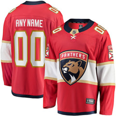 Florida Panthers Fanatics Home Breakaway Custom Jersey - Red Jerseys