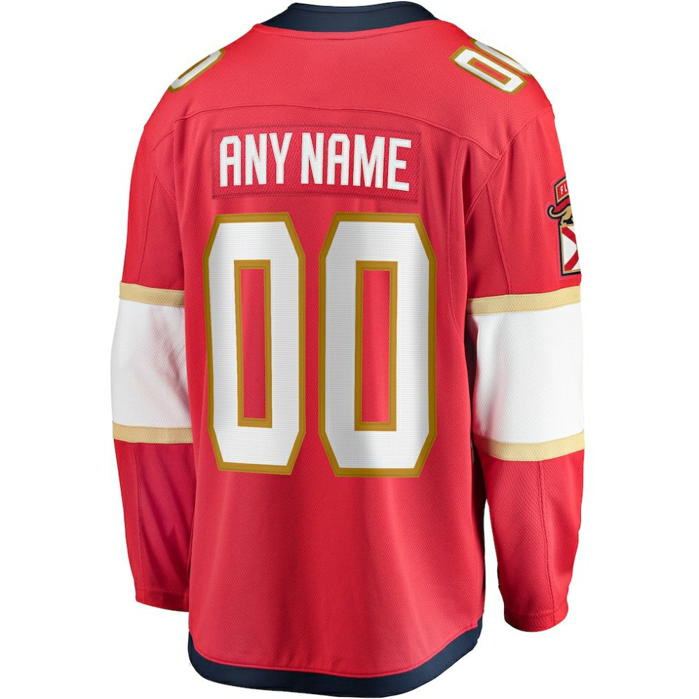 Florida Panthers Fanatics Home Breakaway Custom Jersey - Red Jerseys